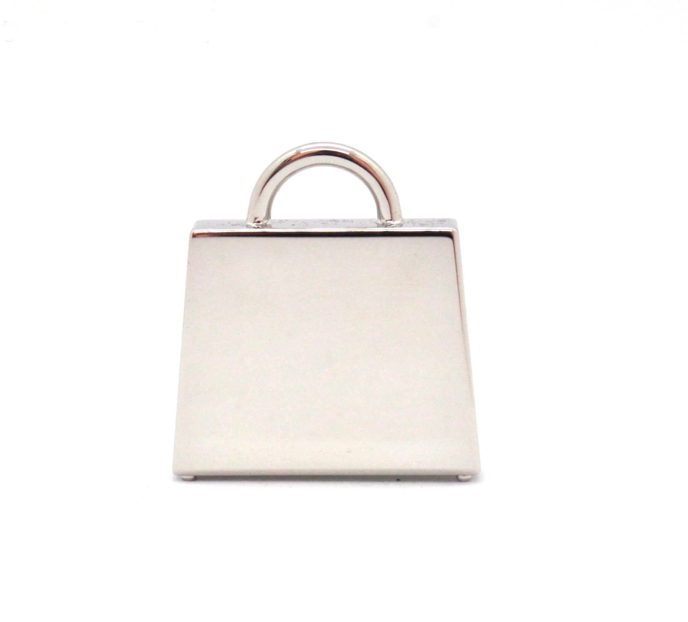 Hermes Curiosite Kelly Laque Charm White / Palladium Pendant