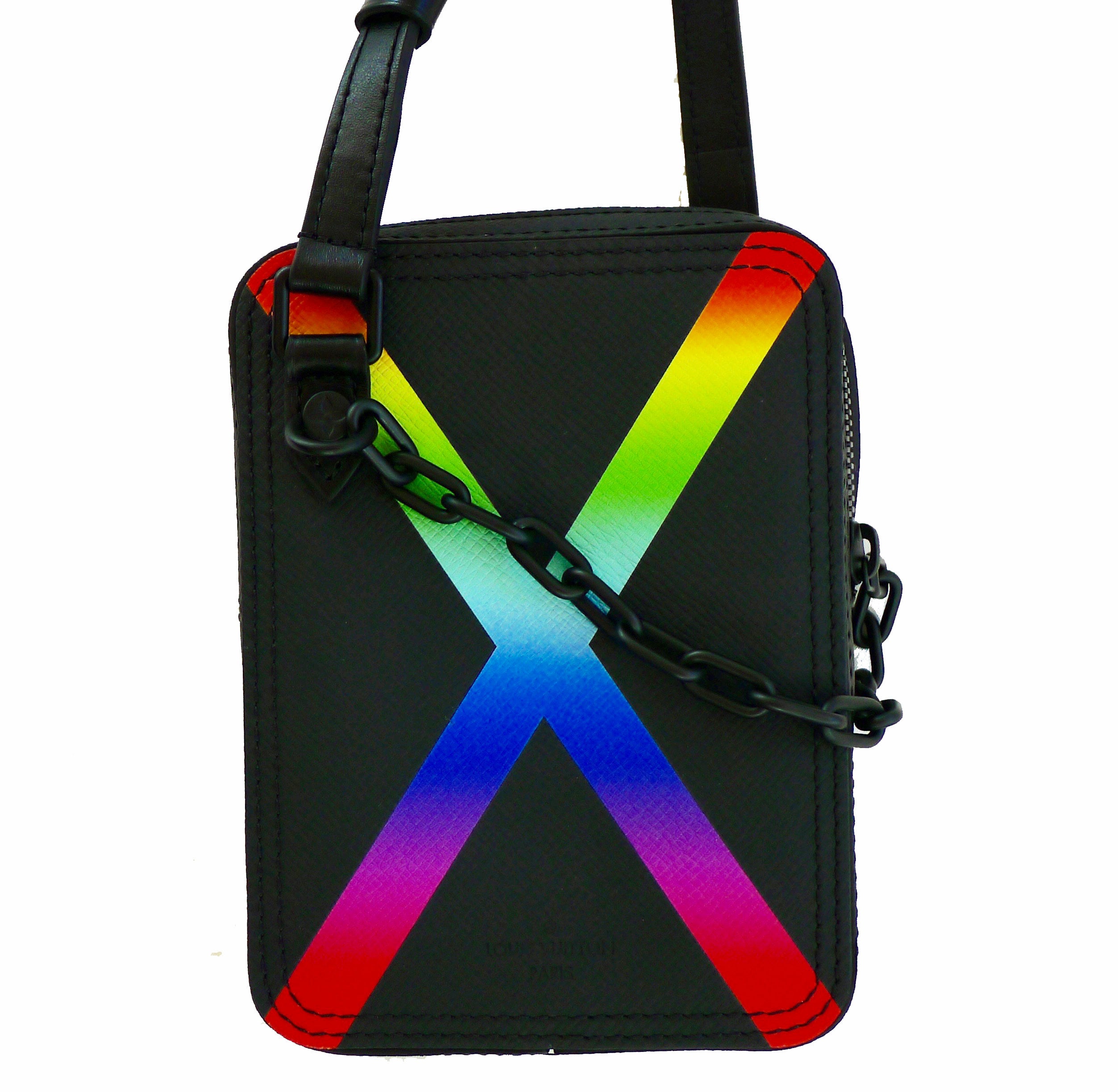 Louis Vuitton Logo Tanube Messenger Virgil Abloh Black Rainbow Shoulder Bag  Auth